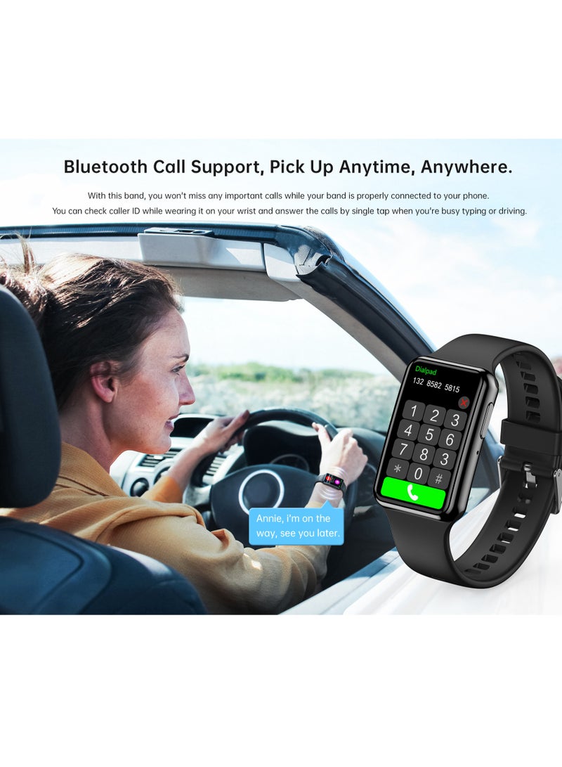 AROAQ C6 Plus Smart Watch, IP67 Waterproof Bluetooth Smart Sports Watch, 1.47" Large Color Display Health Monitoring Fitness Watch, Stainless Steel Case Smart Wrist Watch With Heart Rate Monitor, (Black) - Image 4