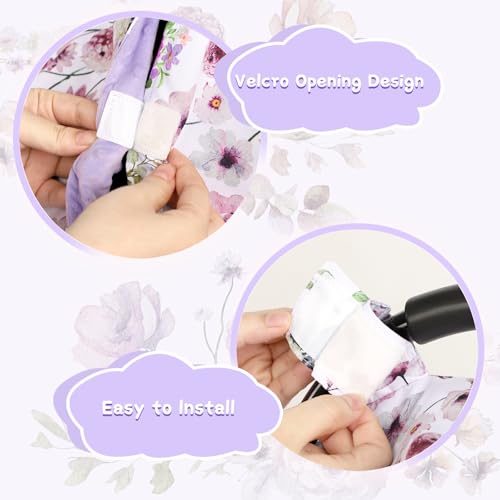 GFU Baby Car Seat Cover, Soft Minky Warm Winter Car Seat Canopy for Infants & Toddlers, Opening with Adjustable Strap, Breathable Nursing Cover & Stroller Blanket, Purple Flowers (Fits Most Car Seats) - Image 3