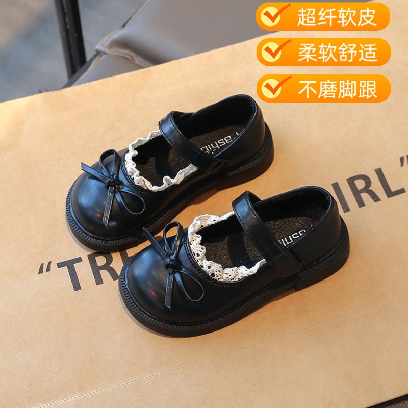 Girls' Small Leather Shoes 2025 Spring & Fall New Kidsren'S Shoes Soft Sole Princess Shoes Baby Girl Flats Black Girls Spring Style - Image 1