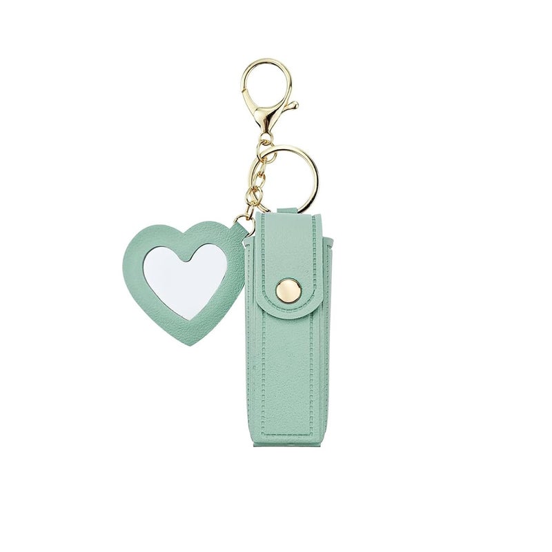 FASHION MANIA 1PCS PU Leather Potable Chapstick Holder Key Chain Bulk with Mirror, Lipstick Keychain, Lip Balm Organizer Holder Lipstick Travel Makeup Storage Case (pink) - Image 1