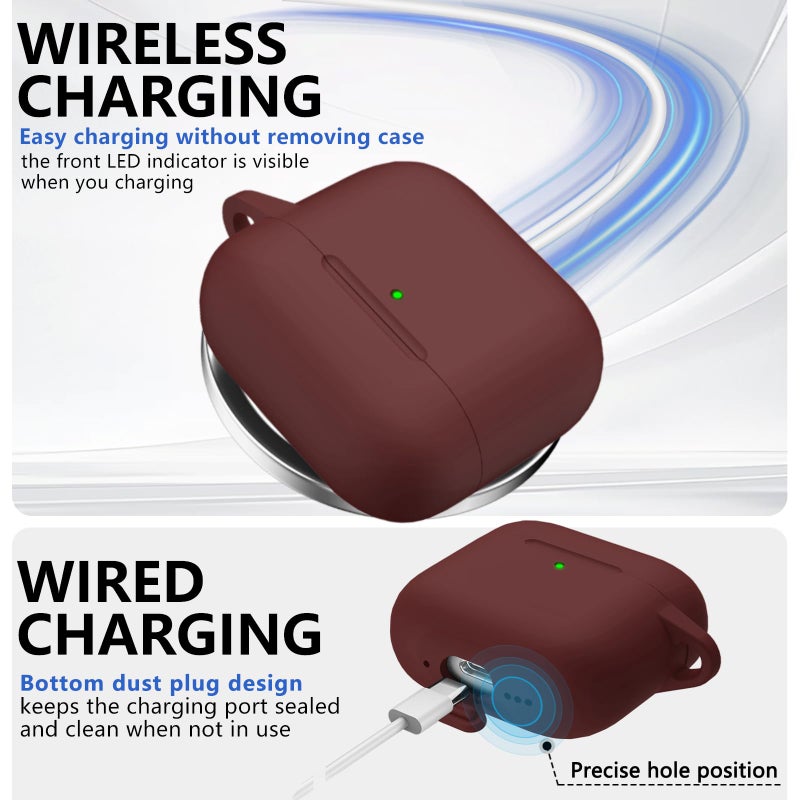 Ljusmicker for AirPods 4 Case 2024 with Cleaner Kit,Soft Silicone Protective Cover for Apple AirPods 4th Generation Cases for Women Men,AirPod 4 Case Accessories with Keychain-Wine Red - Image 4