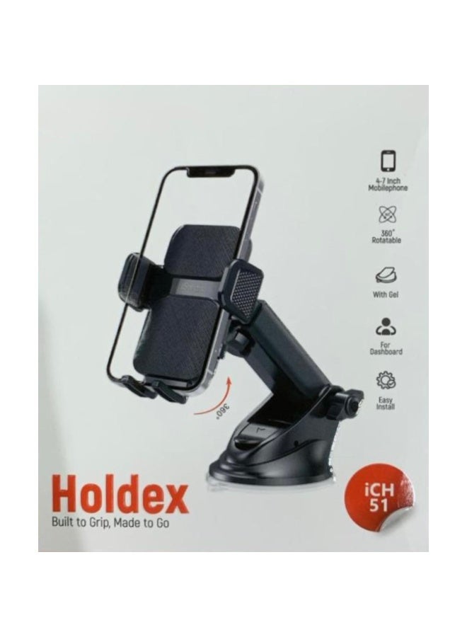iCH51 Dashboard Car Phone Holder, 360° Rotatable, with Gel Suction, for 4-7 Inch Mobile Phones - Image 2