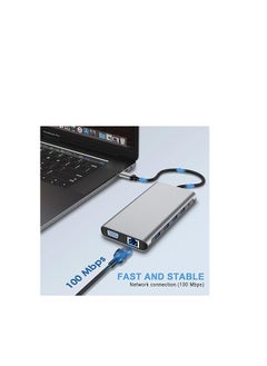 Generic 12-in-1 USB-C Docking Station – Dual 4K HDMI, VGA, 4×USB 3.0, USB-C PD 3.0, RJ45 LAN, SD/TF, AUX 3.5mm – Compatible with MacBook Pro/Air & Type-C Devices  - Image 1