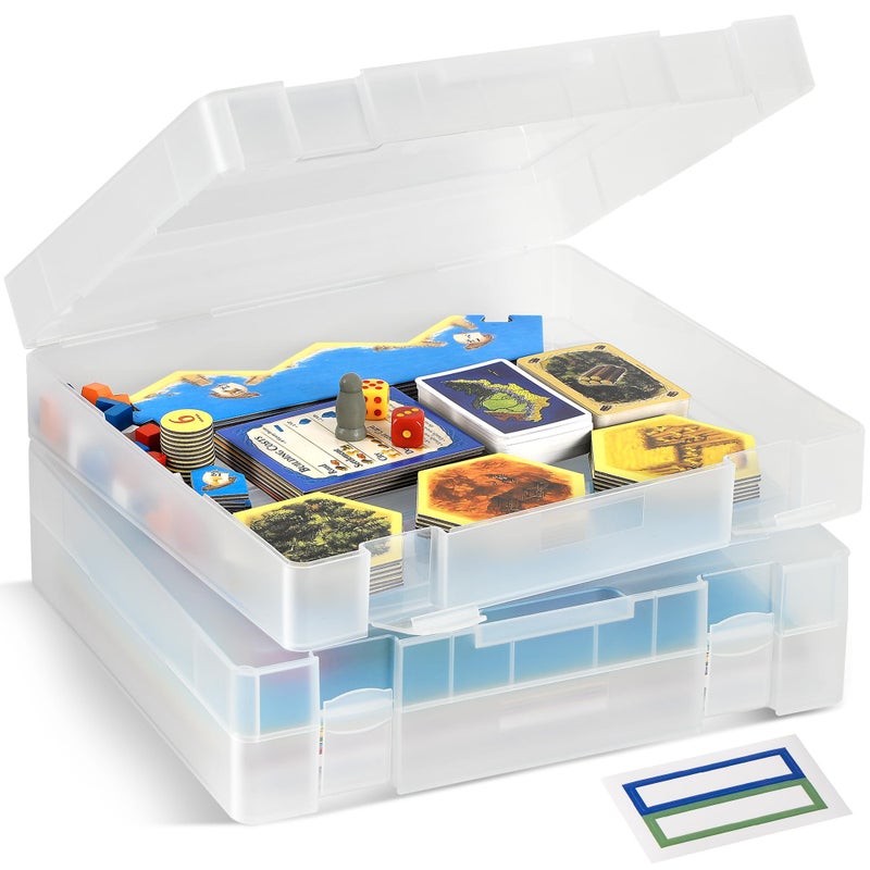 Storage Standard 2-Pack Art and Craft Organizers and Storage Case â€“ Thick Tall Transparent Stackable Plastic Craft Storage Containers, Project Organizer Paper Box Fits 8.5 x 11 Inch Papers & More, 12.4 x 10.8 x 3.1 In - Image 1