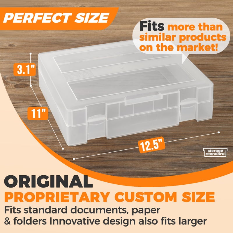 Storage Standard 2-Pack Art and Craft Organizers and Storage Case â€“ Thick Tall Transparent Stackable Plastic Craft Storage Containers, Project Organizer Paper Box Fits 8.5 x 11 Inch Papers & More, 12.4 x 10.8 x 3.1 In - Image 5