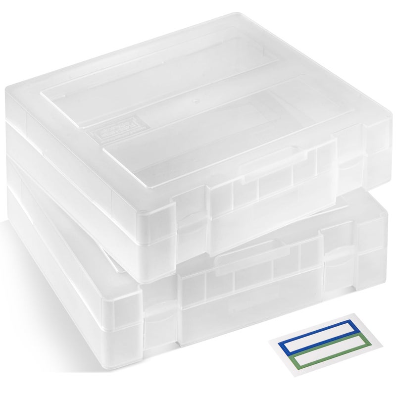 Storage Standard 2-Pack Art and Craft Organizers and Storage Case â€“ Thick Tall Transparent Stackable Plastic Craft Storage Containers, Project Organizer Paper Box Fits 8.5 x 11 Inch Papers & More, 12.4 x 10.8 x 3.1 In - Image 2