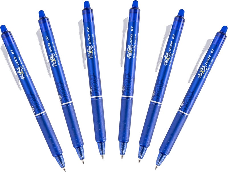 PILOT FriXion Ball 0.7mm Erasable Gel Pens, Fine Point, Blue Ink, Pack Of 6 - Image 1