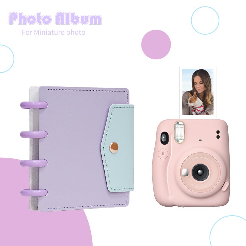 Babyfond Photocard Binder 3 Inch Kpop Binder, Detachable Kpop Photocard Holder Book, Button Design Mini Photo Album, 20 Pockets Fits 40 Photocards (Purple) - Image 3