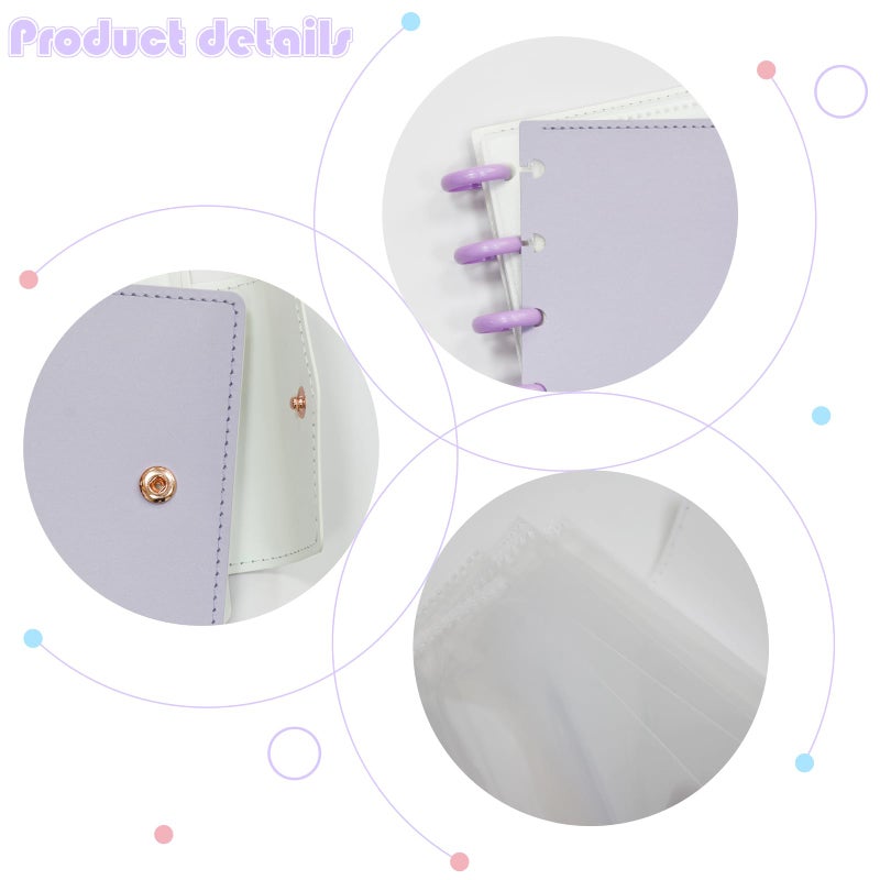 Babyfond Photocard Binder 3 Inch Kpop Binder, Detachable Kpop Photocard Holder Book, Button Design Mini Photo Album, 20 Pockets Fits 40 Photocards (Purple) - Image 5