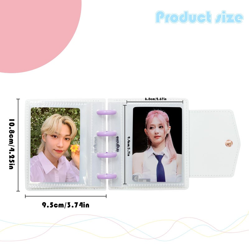 Babyfond Photocard Binder 3 Inch Kpop Binder, Detachable Kpop Photocard Holder Book, Button Design Mini Photo Album, 20 Pockets Fits 40 Photocards (Purple) - Image 4