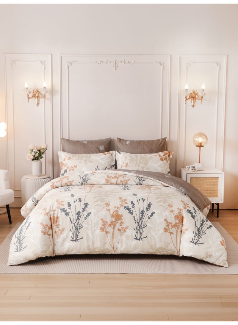 Donetella Printed Duvet Set, King Size Fits 200x200 cm - 6-Pcs Bed Set, Brushed Microfiber Fabric - 1 Duvet Cover, 1 Fitted Sheet, 2 Pillow Shams, 2 Pillowcases (Filler Not Included) - Image 1