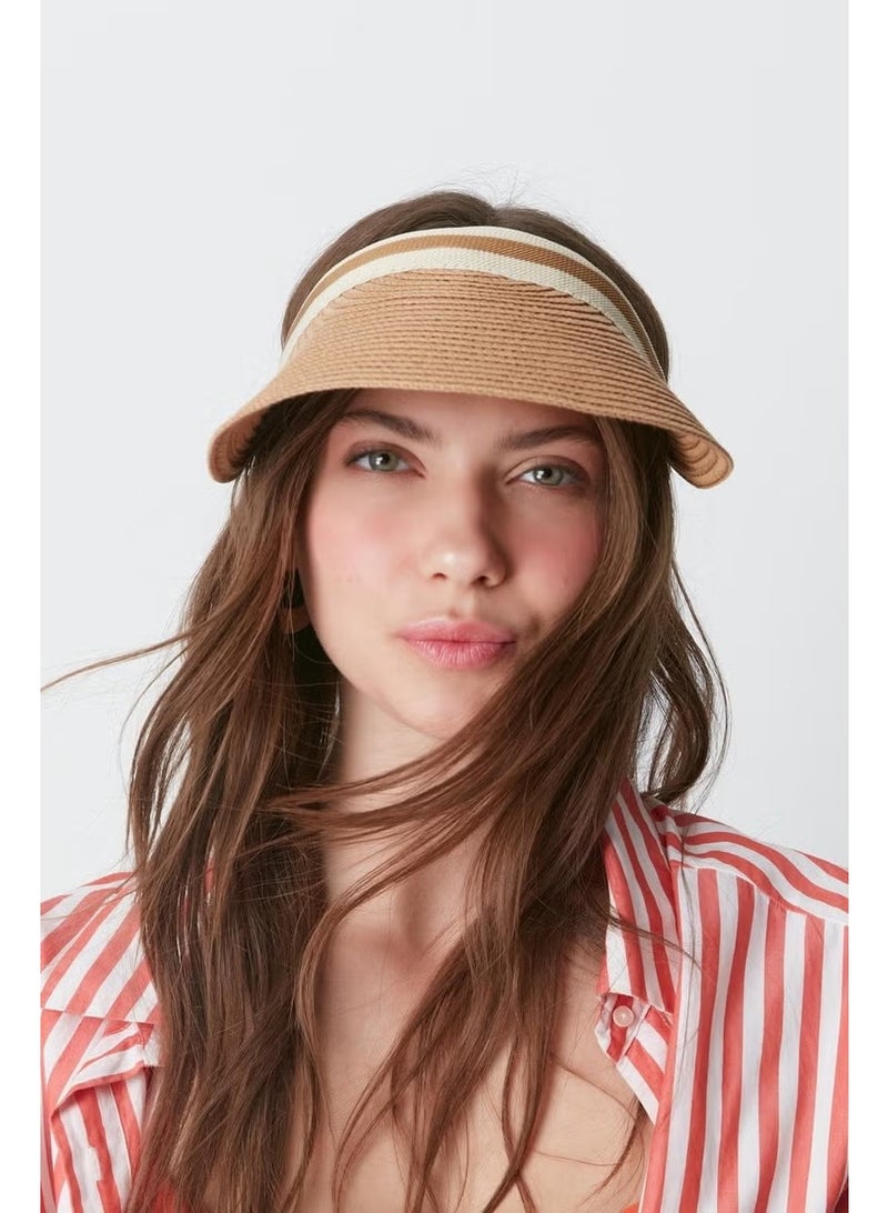 C&city Visor Straw Beach Hat Y8200 Camel - Image 3