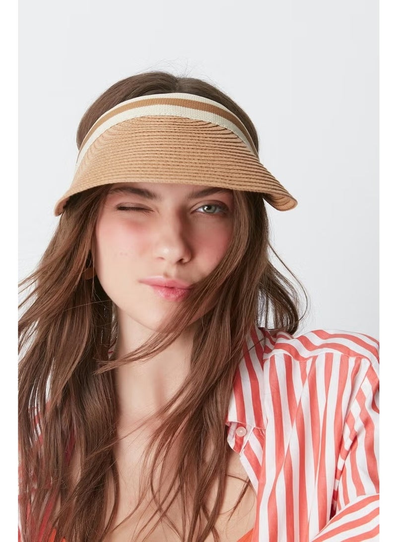 C&city Visor Straw Beach Hat Y8200 Camel - Image 1