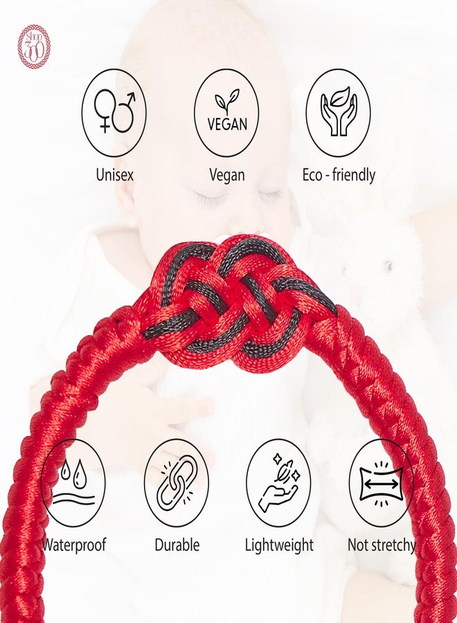 SHOP300 سوار حبل أحمر قابل للتعديل مع عقدة لانهائية للأطفال حديثي الولادة SHOP300. سوار حماية تبتاني مصنوع يدويًا للأولاد والبنات من 0-24 شهرًا. مجموعة هدايا سوار لموسم الأعياد وحفلات استقبال المواليد الجدد. - Image 5