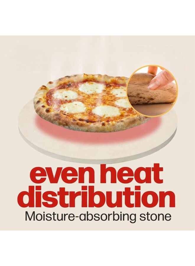 حجر بيتزا دائري للخبز والشواء في الفرن مع قشرة خشبية | حجر طهي كورديريت متين، كبير جدًا، قطره ١٥ بوصة (٣٨ سم) - Image 4