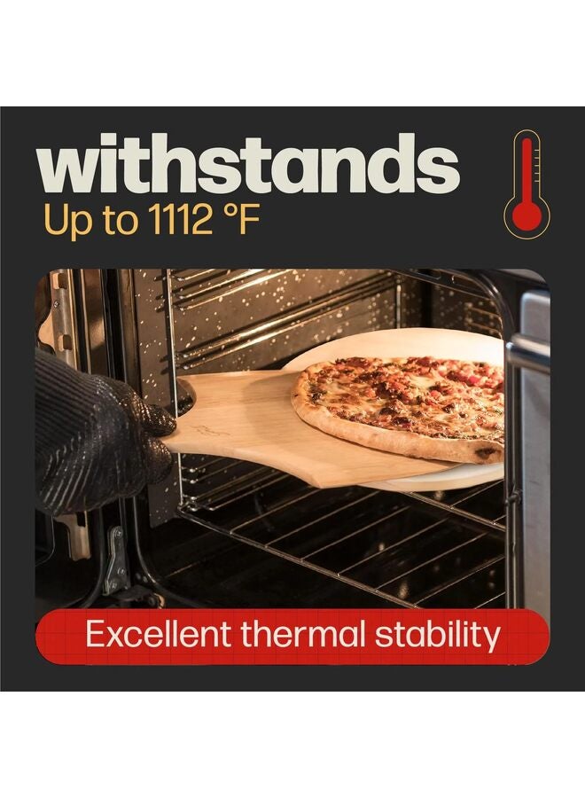 حجر بيتزا دائري للخبز والشواء في الفرن مع قشرة خشبية | حجر طهي كورديريت متين، كبير جدًا، قطره ١٥ بوصة (٣٨ سم) - Image 2