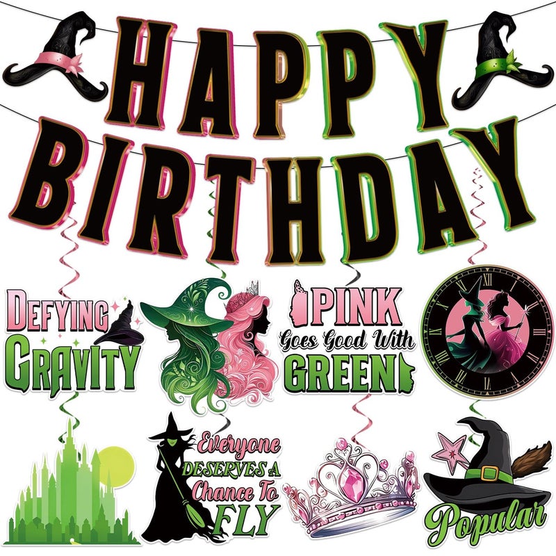 pekeng Movie Birthday Decorations Banner Hanging Swirls Movie Theme Happy Birthday Decorations Party Supplies for Girl Boys - Image 2