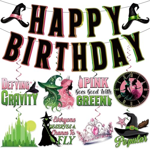 pekeng Movie Birthday Decorations Banner Hanging Swirls Movie Theme Happy Birthday Decorations Party Supplies for Girl Boys - Image 1