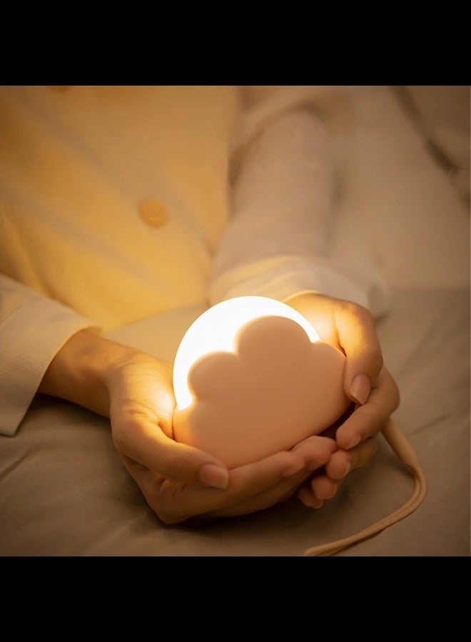 O Ozone مصباح ليلي LED محمول، مصباح مكتبي صغير على شكل سحابة لطيفة، مصباح ليلي قابل لإعادة الشحن للأطفال للتخييم (وردي) - Image 1