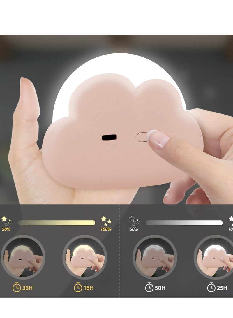 O Ozone مصباح ليلي LED محمول، مصباح مكتبي صغير على شكل سحابة لطيفة، مصباح ليلي قابل لإعادة الشحن للأطفال للتخييم (وردي) - Image 3