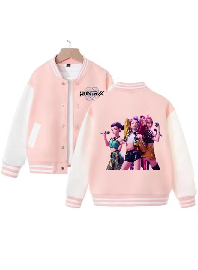 KPop Demon Hunters Korean version of the big children's baseball uniform fashion men's and women's cardigan jacket - Image 1
