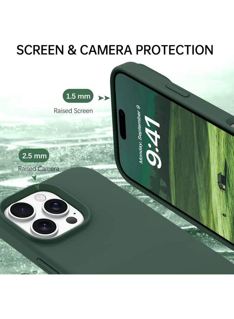 أكاليكس جراب سيليكون سائل فاخر لهاتف آيفون 15 برو ماكس، تصميم نحيف، ملمس ناعم مع بطانة من الألياف الدقيقة وحماية معززة للكاميرا - متين ومقاوم لبصمات الأصابع | أخضر - Image 3