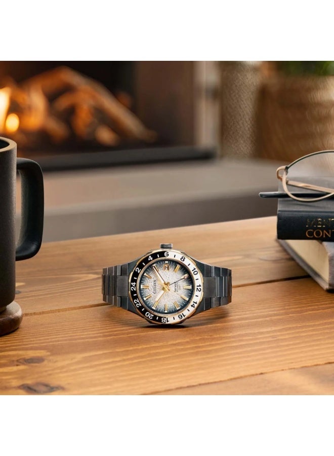 سيتيزن Edition Series 8 880 Automatic GMT Men's Watch NB6035-55H, 41 mm Silver-Tone Dial, Gray Stainless Steel Case & Bracelet, 100 m WR - Image 5
