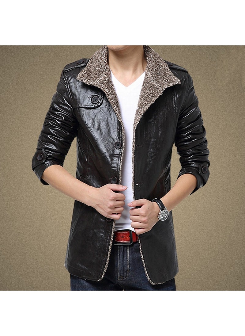 1 x 5 pcs Thickened Fleece-Lined Casual Mens Leather Jacket Warm Stand Collar Plus Size Cross-Border Leather Clothing For Youth Black - pzsku/Z9088D7C4688347DD6011Z/45/_/1741690948/cf1d64be-5701-4153-bbc5-b3e8f78e0780