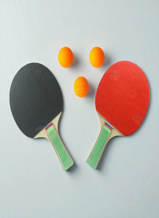 Manos Table Tennis Set with 2 Paddles and 3 Balls, Professional Ping Pong Rackets, Red and Black Outdoor and Indoor Game (Set 1) - Image 4