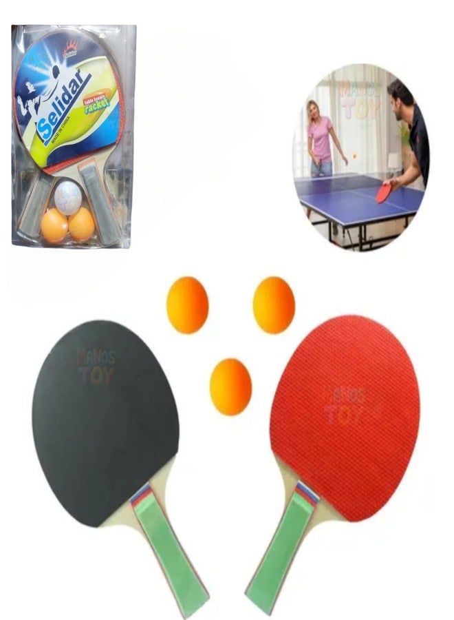 Manos Table Tennis Set with 2 Paddles and 3 Balls, Professional Ping Pong Rackets, Red and Black Outdoor and Indoor Game (Set 1) - Image 2