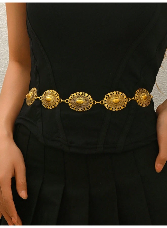 ذا بلاك بيرل اكسسوريز حزام معدن حريمي ذهبي - Image 4