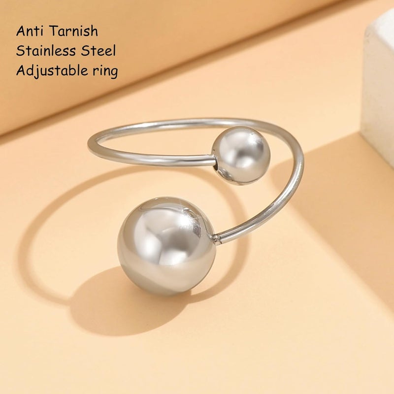 MONOZO Ring for Women | Anti Tarnish Stainless Steel Adjustable Finger Ring for Girls | Non faded Ring | Girl Fashion Jewellery - Image 2