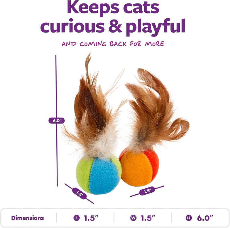 SmartyKat Flutter Balls Feather Cat Toys - Multi Color, Set of 2 - Image 3