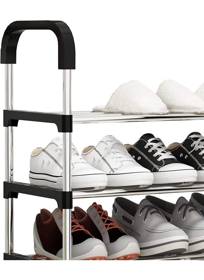 GO2CAMPS 8-Layer Shoe Rack Metal Hold up to 24 Pairs of Shoes | 8-Tier Metal Freestanding Shoe Rack Shoe Organizer | Stackable Shoe Tower for Living Room | Portable Shoe Cabinet