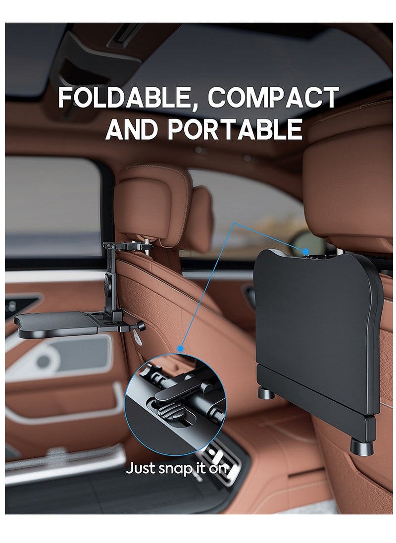FlashHawk Multifunction Portable Foldable Car Backseat Table Holder with Non-slip Mat, Car Lunch Desk Organizers Car Tray Table for Rest with Cup Holder, Dining and Work, A08, Black  - Image 5