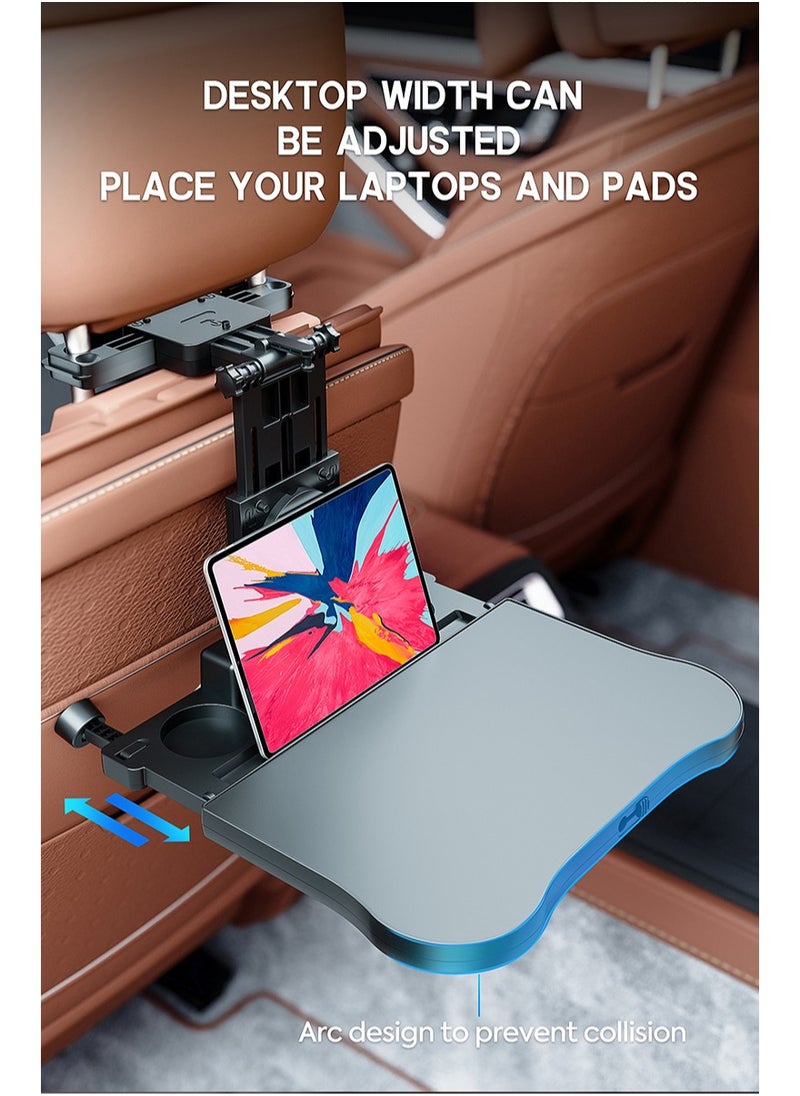 FlashHawk Multifunction Portable Foldable Car Backseat Table Holder with Non-slip Mat, Car Lunch Desk Organizers Car Tray Table for Rest with Cup Holder, Dining and Work, A08, Black  - Image 3