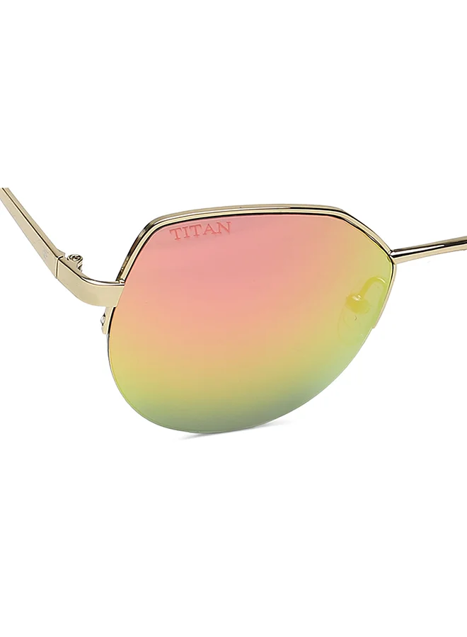 TITAN Gold Oval Women Sunglasses
