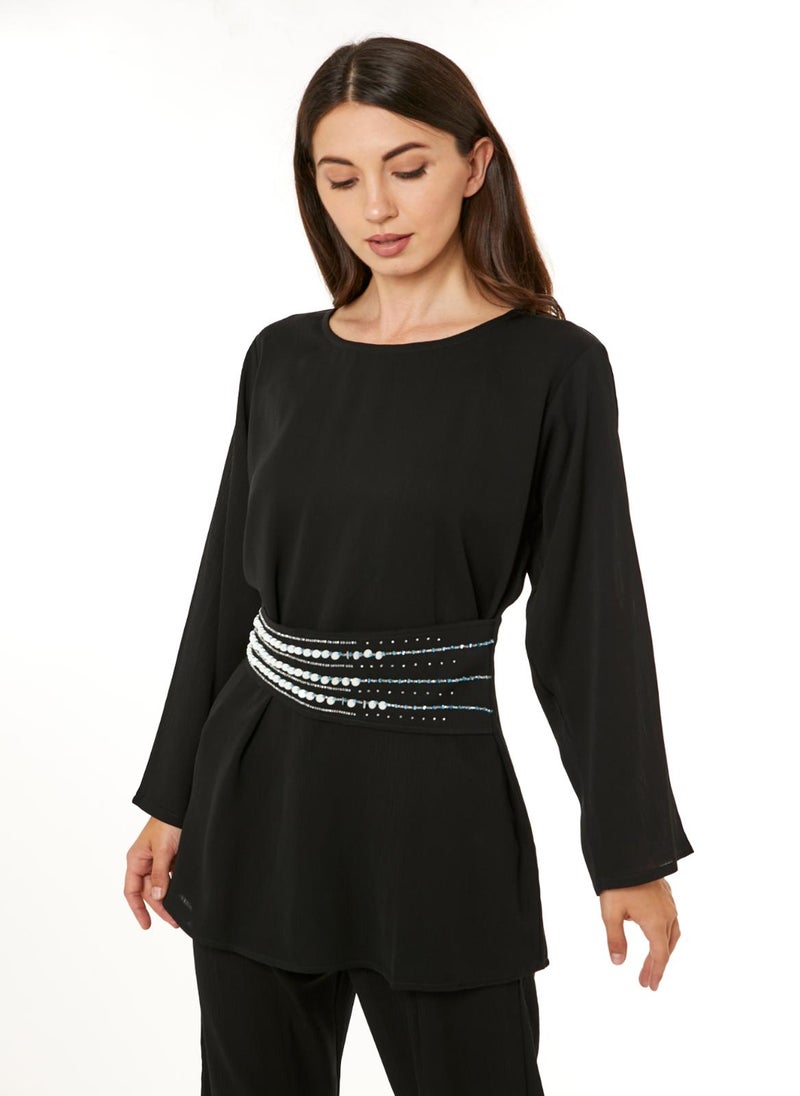 Moistreet Black Zoom Top and Pants Set - Image 1