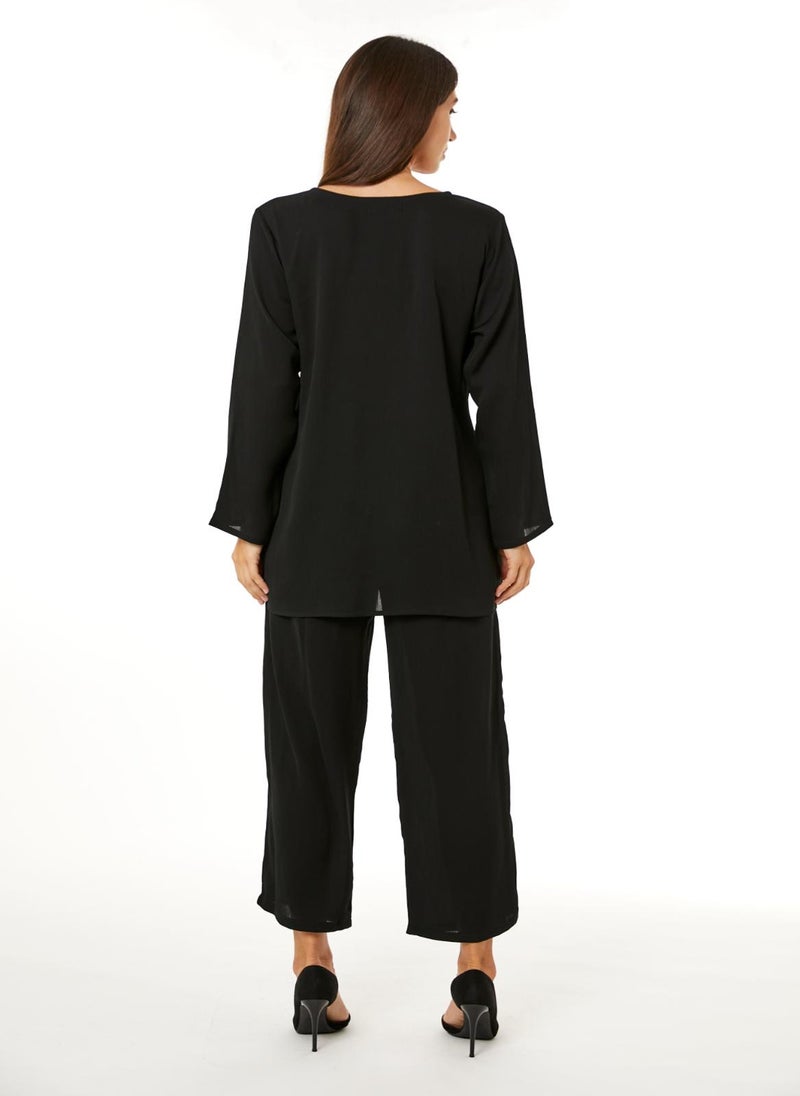 Moistreet Black Zoom Top and Pants Set - Image 3