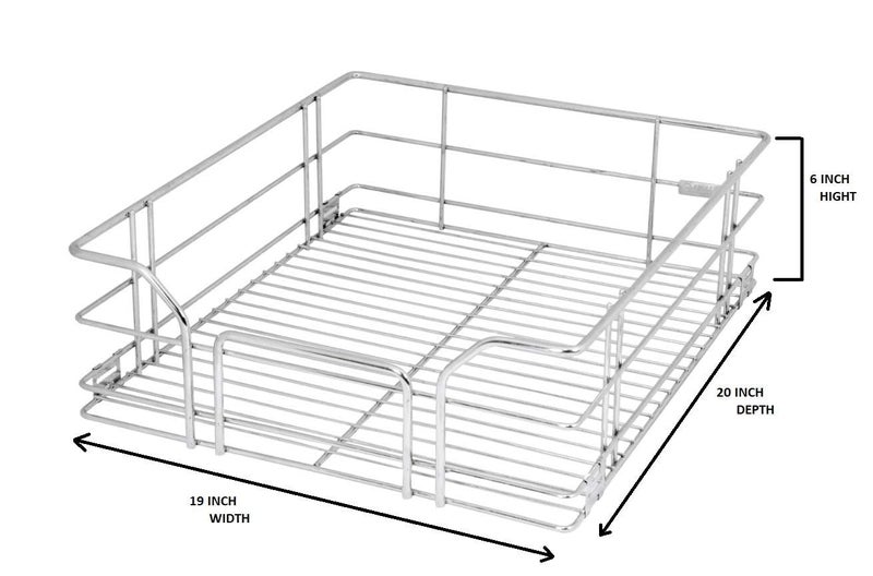 NNIDHI NNIDHI Basket Stainless Steel Modular Kitchen Basket AccessoriesCountertop Multipurpose Utensils Cabinet Drawer For Kitchen Wired 4 Cutlery 6 Plain 8 Thali 8Mm 19 Inch X 20 Inch With Channel  - Image 4