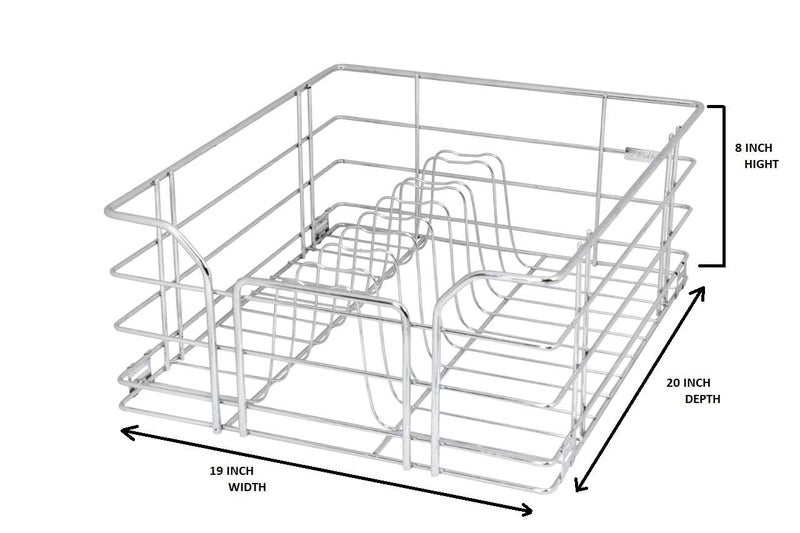 NNIDHI NNIDHI Basket Stainless Steel Modular Kitchen Basket AccessoriesCountertop Multipurpose Utensils Cabinet Drawer For Kitchen Wired 4 Cutlery 6 Plain 8 Thali 8Mm 19 Inch X 20 Inch With Channel  - Image 5
