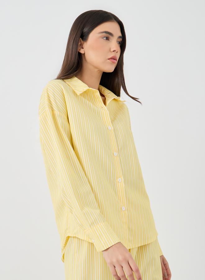 Take Two Striped Buttoned Shirt and Pyjama Set - Image 3