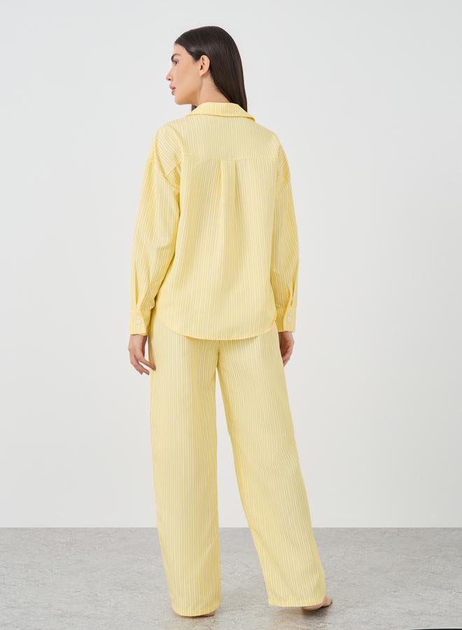 Take Two Striped Buttoned Shirt and Pyjama Set - Image 5