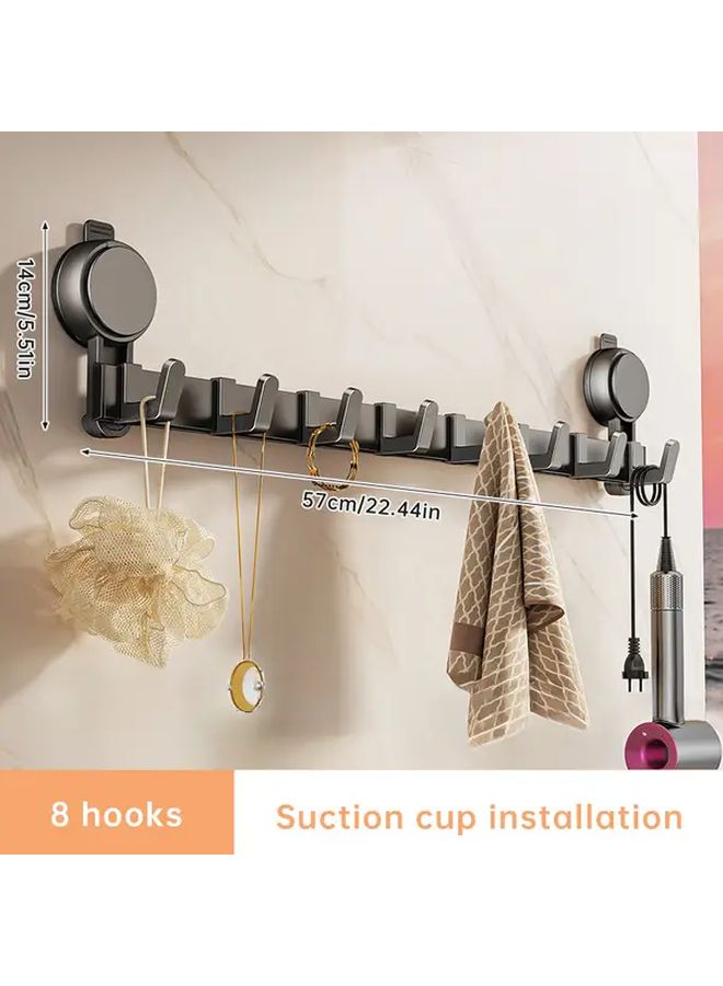 Suction Cup Wall Hooks Heavy Duty 8 Hooks No Drill Installation Space Saving Organizer - Image 1