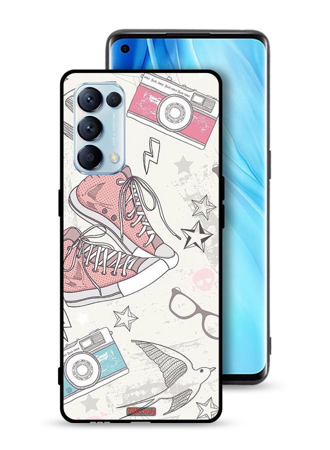 Tolwak Oppo Reno5 Pro 5G Protective Case Cover Canva Shoes And Camera Art  - Image 1