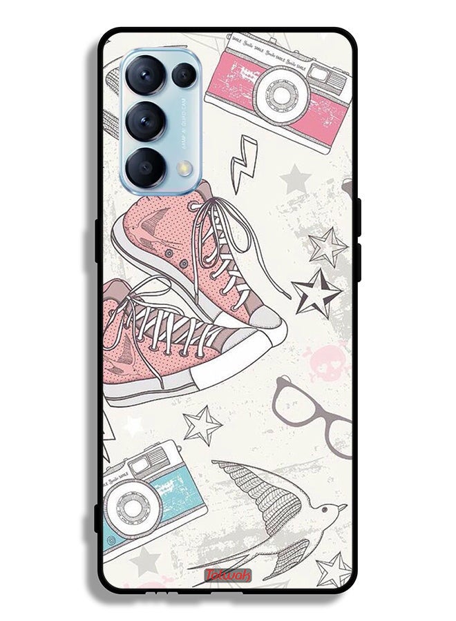 Tolwak Oppo Reno5 Pro 5G Protective Case Cover Canva Shoes And Camera Art  - Image 2