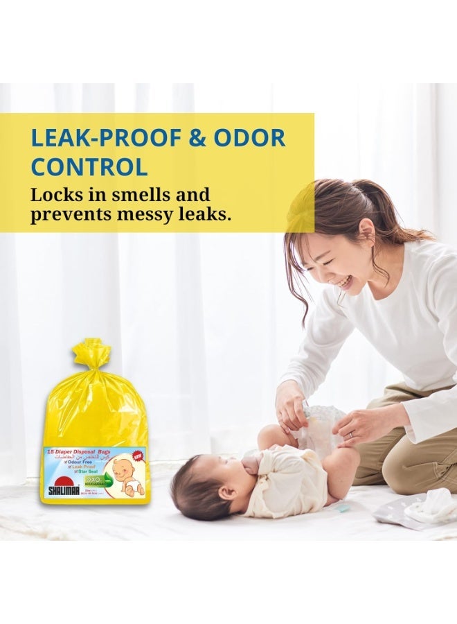 شاليمار 90 قطعة – حقائب حفاضات الأطفال ذات الاستخدام الواحد – 30.5 × 40.5 سم – أكياس قابلة للتصرف ضد التسرب، محكمة الإغلاق للروائح للحفاضات، النفايات الصحية والاستخدام التنقل - Image 3