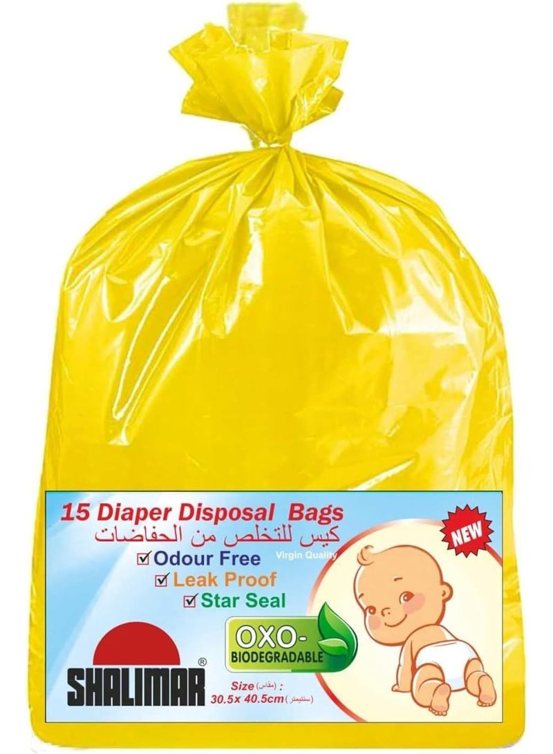 شاليمار 90 قطعة – حقائب حفاضات الأطفال ذات الاستخدام الواحد – 30.5 × 40.5 سم – أكياس قابلة للتصرف ضد التسرب، محكمة الإغلاق للروائح للحفاضات، النفايات الصحية والاستخدام التنقل - Image 1