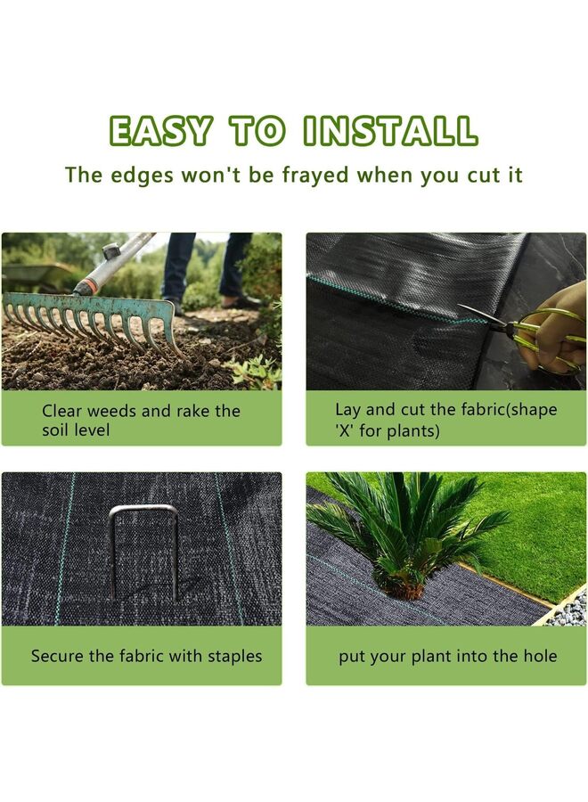 نسيج حاجز للأعشاب الضارة للمناظر الطبيعية، مقاس 3 أقدام × 50 قدمًا، مقاوم للتآكل، غطاء أرضي للحديقة، قماش للتحكم في الأعشاب الضارة، نسيج جيوتكستايل منسوج للطبقة السفلية (المقاس: 1 × 15 مترًا) - Image 3