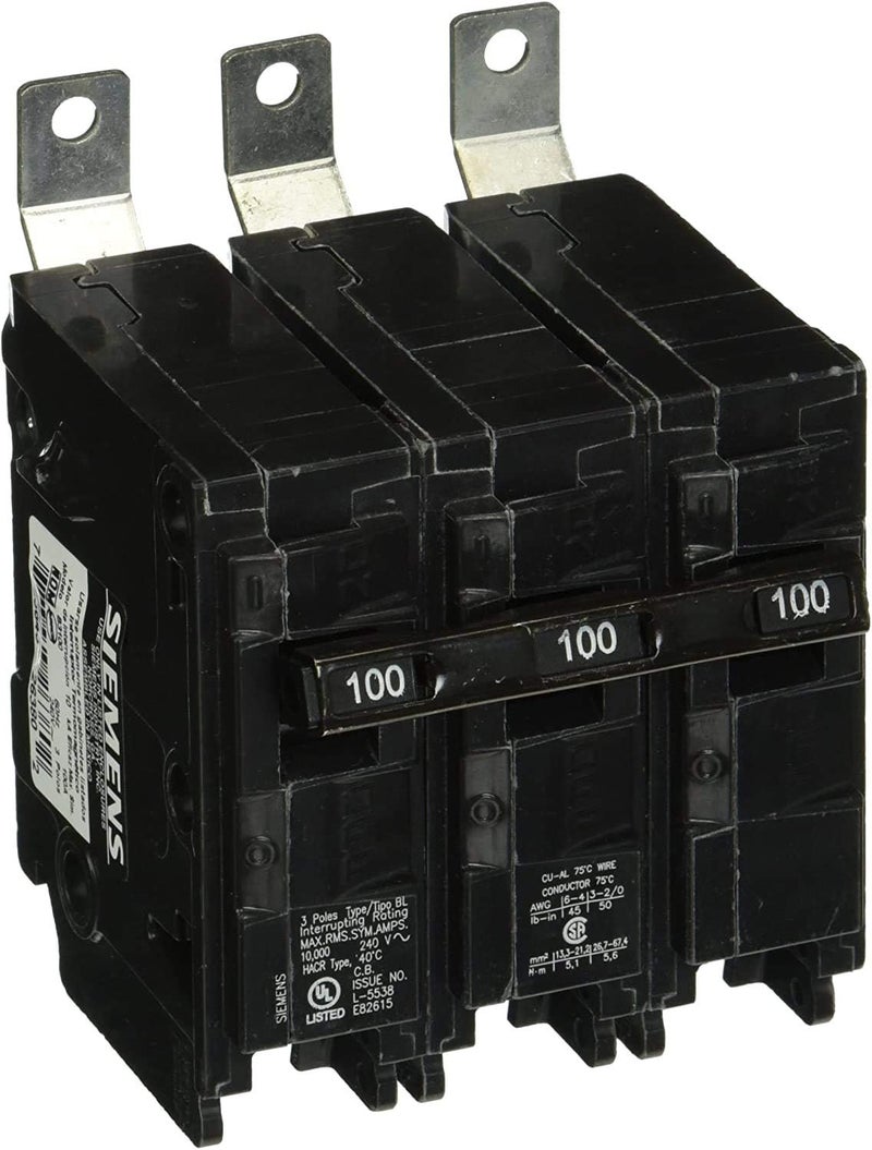 قاطع الدائرة SIEMENS B3100 100 أمبير ثلاثي القطب 240 فولت 10KAIC